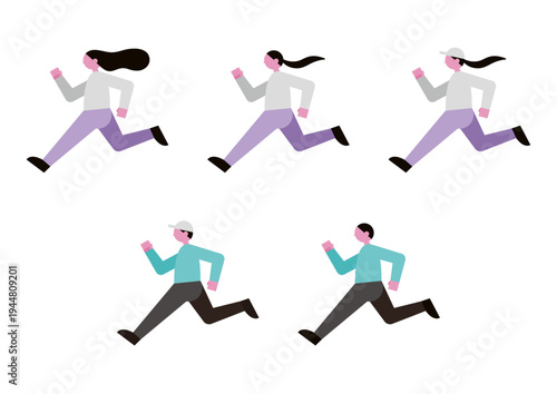 走る人のベクターイラスト素材セット