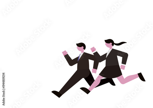 走るビジネスマン・ビジネスウーマン、就活生のベクターイラスト素材