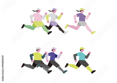 マラソンランナーのベクターイラスト素材セット