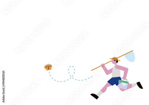 虫取り少年のベクターイラスト素材