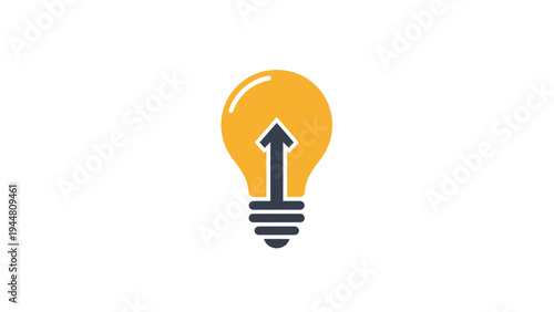 Yellow Light Bulb with Upward Arrow.