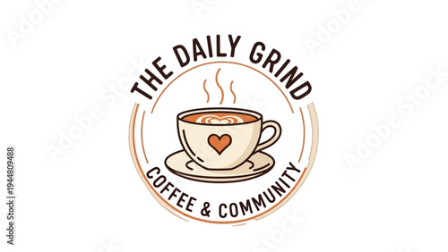 Coffee Shop Logo Design with Heart.