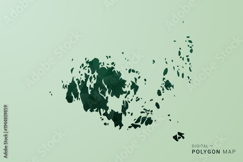Aland Islands Map - Green Polygon Style Vector Illustration, Low Poly Geometric Design with Clean Silhouette on soft green Background.