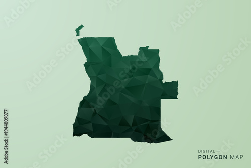 Angola Map - Green Polygon Style Vector Illustration, Low Poly Geometric Design with Clean Silhouette on soft green Background.
