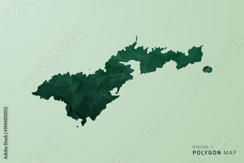 American Samoa Map - Green Polygon Style Vector Illustration, Low Poly Geometric Design with Clean Silhouette on soft green Background.