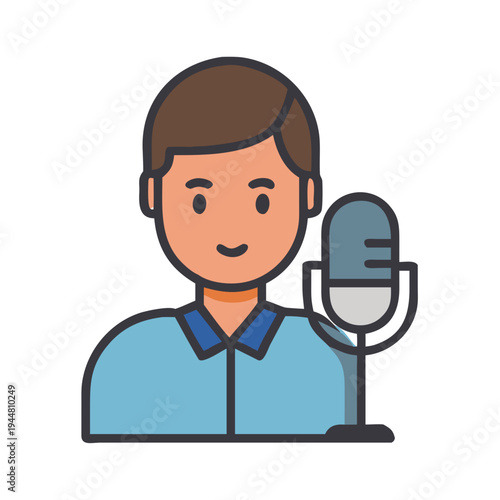 Person Speaking Into Microphone Graphic Illustration, Isolated on Black Background