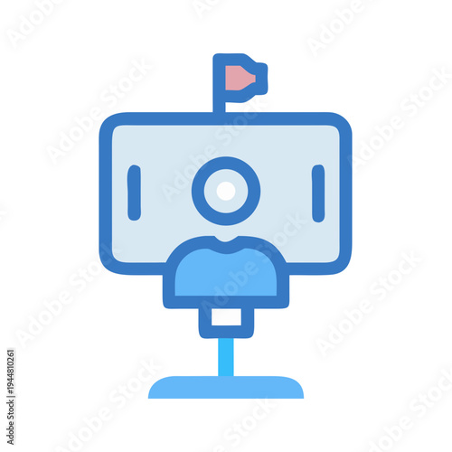 A simple illustration of online communication, a video call setup with flag symbol