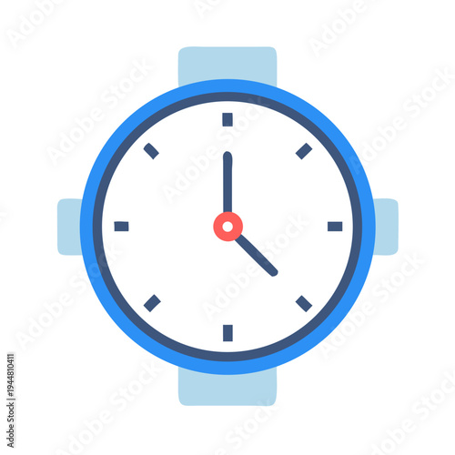 Flat Design Illustration of Classic Wristwatch on Black Background for Stock Use