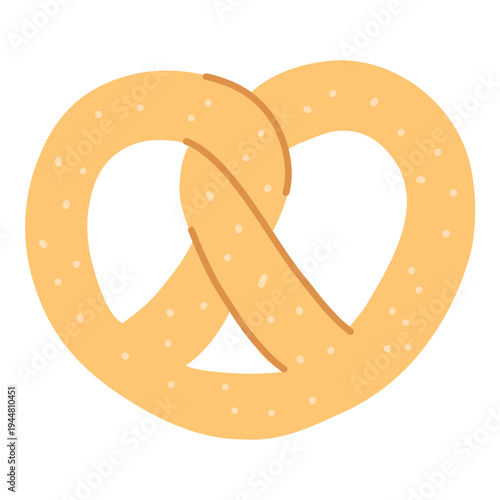 Hand drawn pretzel, bakery item, pastry element