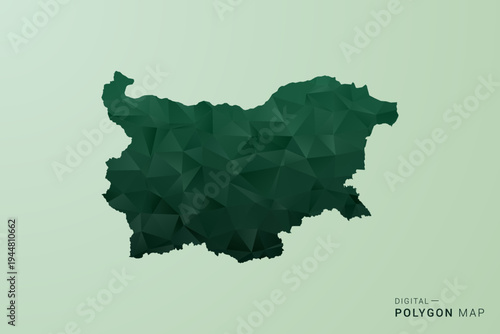 Bulgaria Map - Green Polygon Style Vector Illustration, Low Poly Geometric Design with Clean Silhouette on soft green Background.