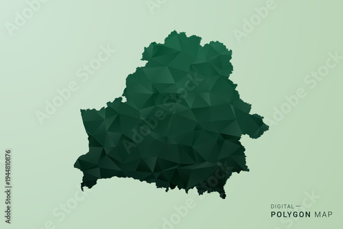 Belarus Map - Green Polygon Style Vector Illustration, Low Poly Geometric Design with Clean Silhouette on soft green Background.
