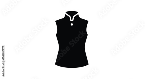 Vector illustration of a sleeveless black polo shirt