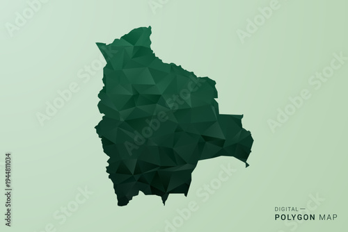 Bolivia Map - Green Polygon Style Vector Illustration, Low Poly Geometric Design with Clean Silhouette on soft green Background.