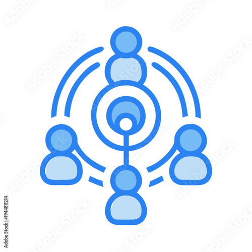 Stylized depiction of connected people showing teamwork, networking, communication on a black background