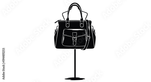 Vector black handbag on stand