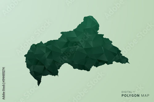 Central African Republic Map - Green Polygon Style Vector Illustration, Low Poly Geometric Design with Clean Silhouette on soft green Background.