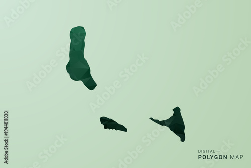 Comoros Map - Green Polygon Style Vector Illustration, Low Poly Geometric Design with Clean Silhouette on soft green Background.