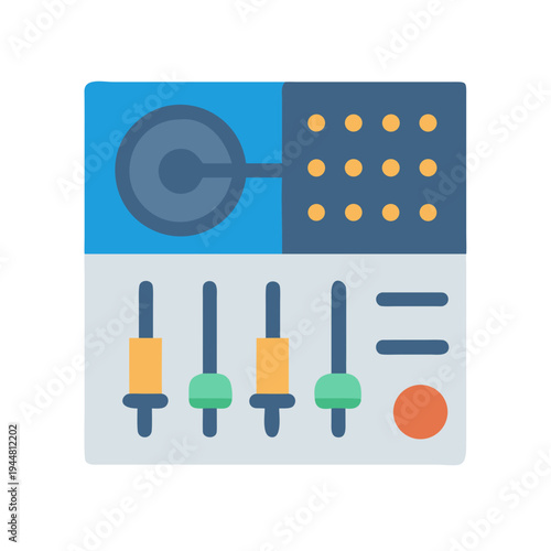 Stylized icon illustration of an audio mixer with a minimalist flat design