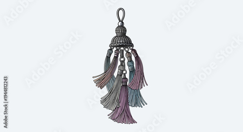 Elegant decorative tassel charm illustration on white background