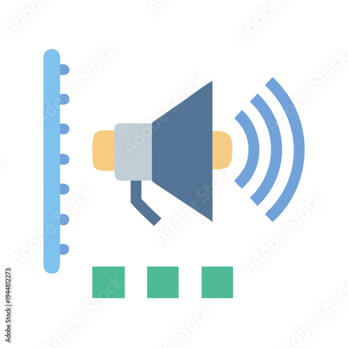 Stylized megaphone icon with sound waves for announcement or promotional content