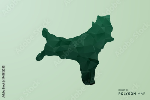 Christmas Island Map - Green Polygon Style Vector Illustration, Low Poly Geometric Design with Clean Silhouette on soft green Background.