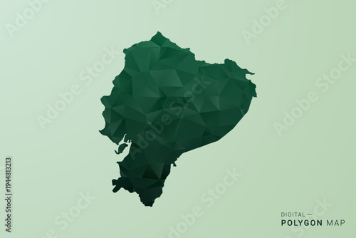 Ecuador Map - Green Polygon Style Vector Illustration, Low Poly Geometric Design with Clean Silhouette on soft green Background.