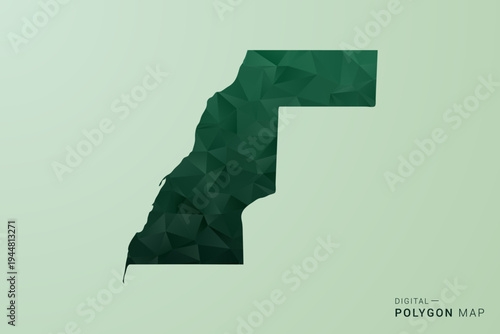 Western Sahara Map - Green Polygon Style Vector Illustration, Low Poly Geometric Design with Clean Silhouette on soft green Background.