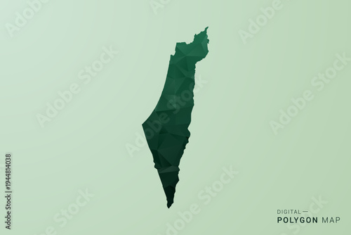 Palestine Map - Green Polygon Style Vector Illustration, Low Poly Geometric Design with Clean Silhouette on soft green Background.