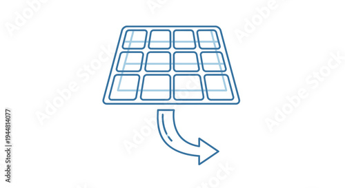 Blue grid pattern with arrow pointing.