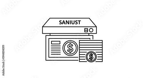 Financial transaction illustration with dollar symbols.