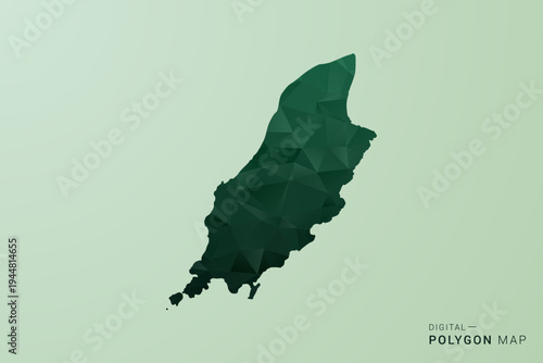 Foto Isle of Man Map - Green Polygon Style Vector Illustration, Low Poly Geometric Design with Clean Silhouette on soft green Background