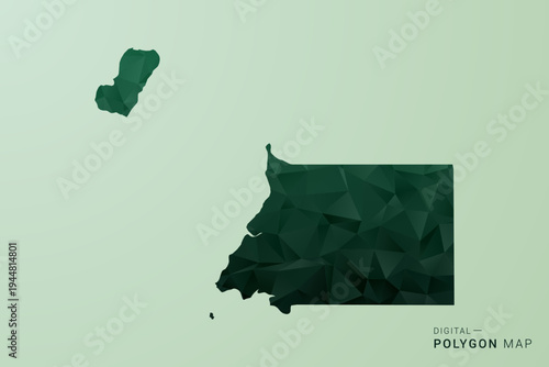 Equatorial Guinea Map - Green Polygon Style Vector Illustration, Low Poly Geometric Design with Clean Silhouette on soft green Background.