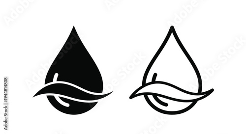 Two water droplet designs with flowing lines a striking silhouette