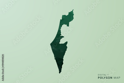 Palestine Map - Green Polygon Style Vector Illustration, Low Poly Geometric Design with Clean Silhouette on soft green Background.