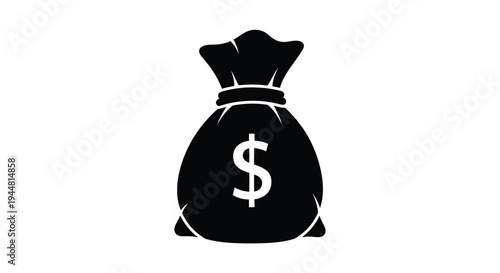 Black silhouette of a money bag with a dollar sign silhouette