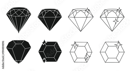 Four distinct diamond shapes displayed with contrasting outlines silhouette