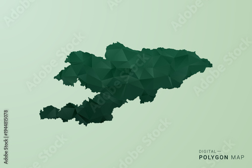 Kyrgyzstan Map - Green Polygon Style Vector Illustration, Low Poly Geometric Design with Clean Silhouette on soft green Background.