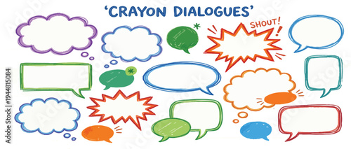 Cloud blob scrapbook irregular shape collection with crayon drawn patterns and textures. Abstract irregular organic shapes with scribbles and doodle patterns. Hand drawn amoeba organic fluid shapes.