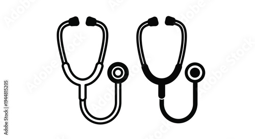 Two stethoscopes in contrasting colors a striking silhouette