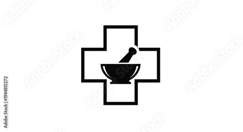 Pharmacy symbol with mortar and pestle a striking black silhouette