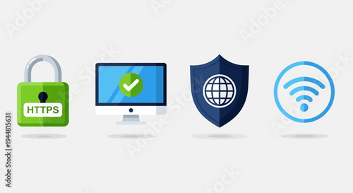 Security Icons Representing Protection and Safety.