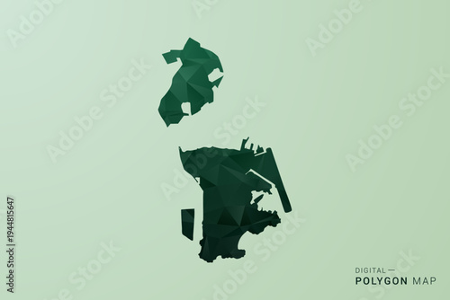 Macao Map - Green Polygon Style Vector Illustration, Low Poly Geometric Design with Clean Silhouette on soft green Background.