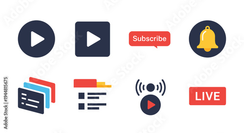 Multimedia Icons for Video and Live Streaming.