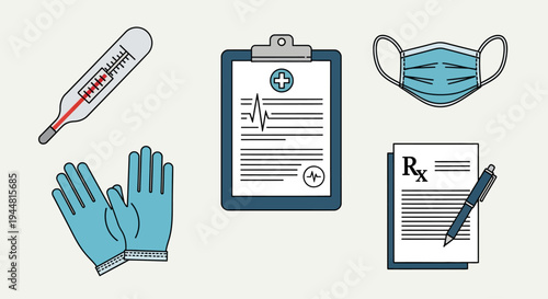 Medical Supplies and Healthcare Documents Arranged.