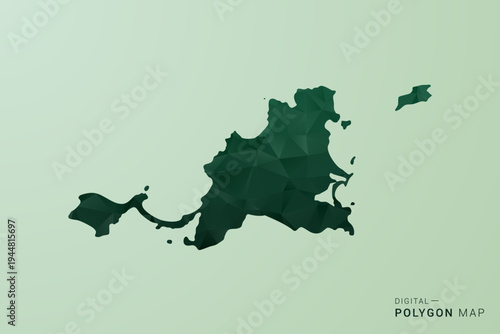 Saint Martin Map - Green Polygon Style Vector Illustration, Low Poly Geometric Design with Clean Silhouette on soft green Background.