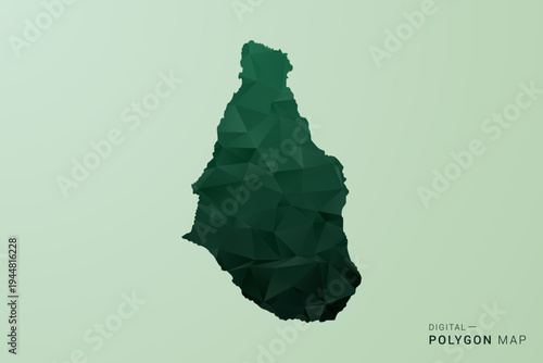 Montserrat Map - Green Polygon Style Vector Illustration, Low Poly Geometric Design with Clean Silhouette on soft green Background.