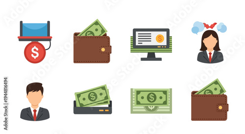 vector set of money icons