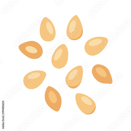Minimalist illustration of sesame seeds arranged in circular form on black background