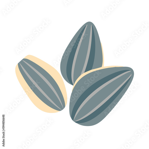 Stylized sunflower seeds illustration on black background, showing healthy eating or agriculture