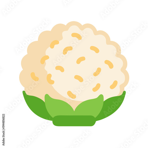 Illustration of fresh cauliflower against a black background in flat style